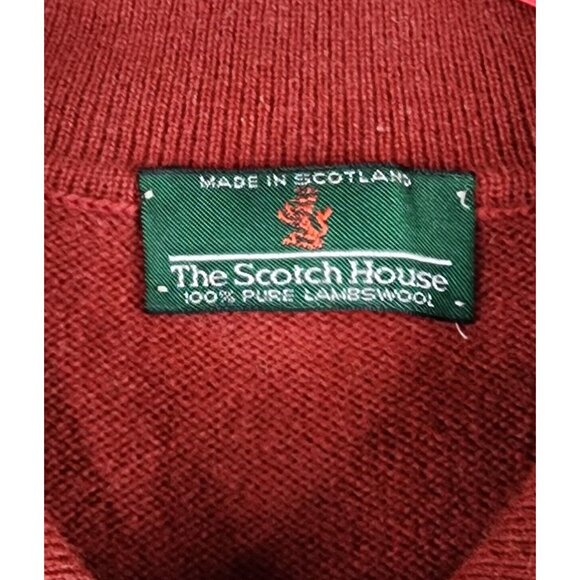 The Scotch House Sweater Mens Large Red Striped Embroidered Golfer Vintage Wool - Picture 3 of 11